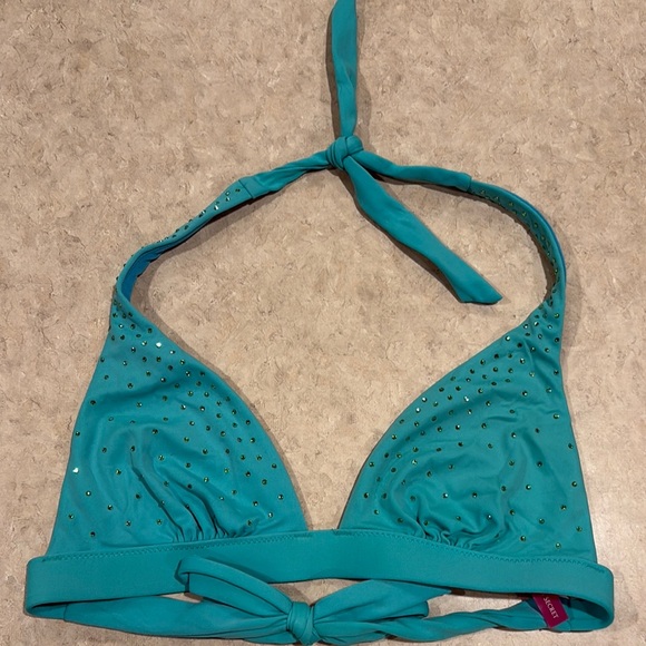 Bikini Victoria's Secret à Bretelles Halter Rayé Rose Pastel Et Jaune - Taille L - Occasion Très Bon état